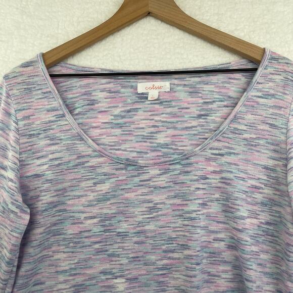 NWT COLSIE Top Women's Large Space Dye Purple Cropped Y2K Pajama Lounge Soft - Picture 3 of 8